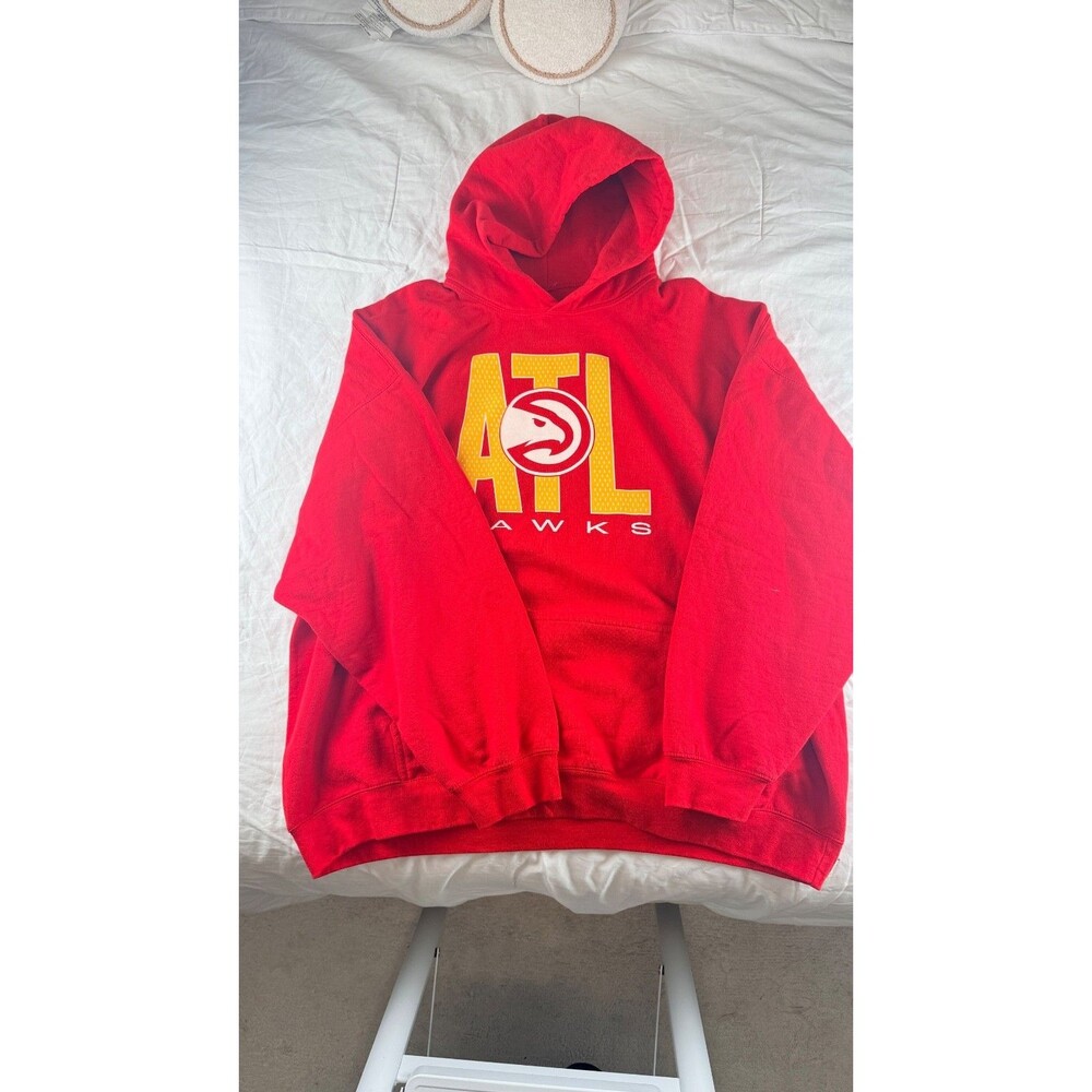 NBA Atlanta Hawks ATL Hoodie Sweatshirt Men's 3XL Red Pullover Hooded - READ